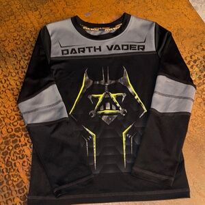 Star Wars Darth Vader Kids Long Sleeve Tee - Black and Gray with Yellow Accents